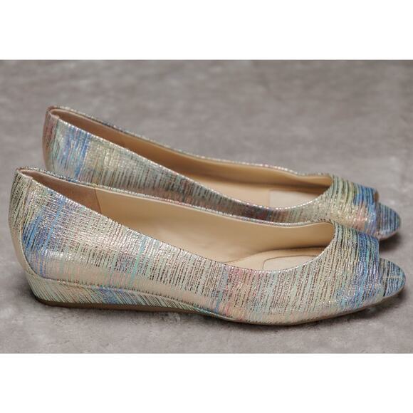 Alex Marie Rainbow Gold Metallic Peep Toe Wedges Womens Size 8 NEW - Picture 13 of 16